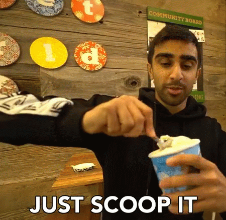 Man Scooping Ice Cream Saying Just Scoop It