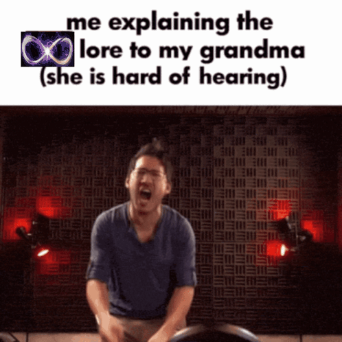 Man Screaming Explaining Lore To Grandma GIF