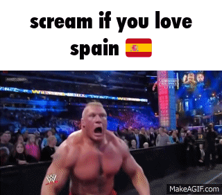 Man Screaming in Crowd Saying Scream If You Love Spain