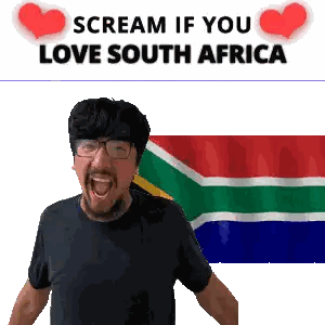 Man Screaming in Front of South African Flag