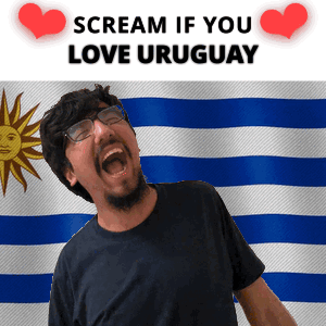 Man Screaming In Front Of Uruguay Flag GIF