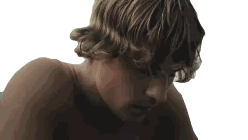 Man Shirtless with Mouth Open