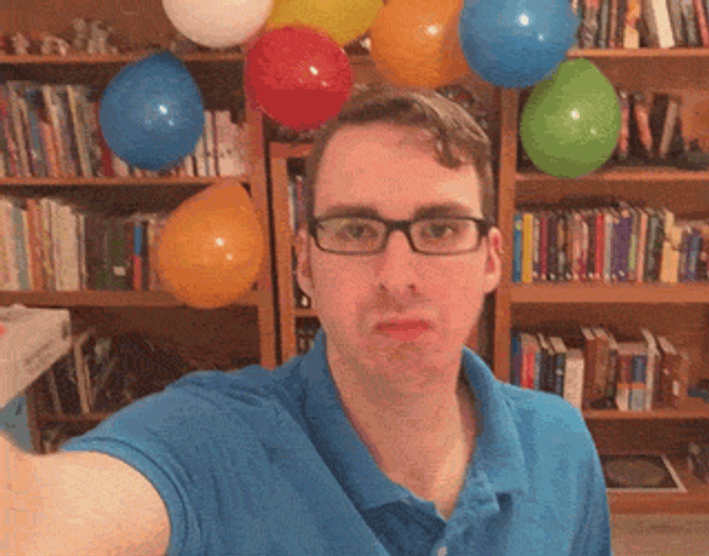 Man Shocked Balloon Popped GIF