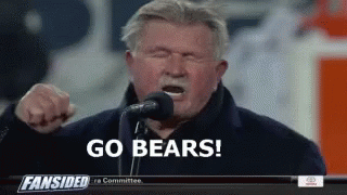 Man Shouting Into Microphone Saying Go Bears GIF