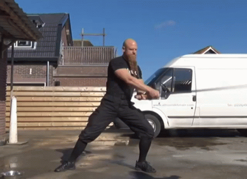 Man Showing Off His Sword Skill GIF