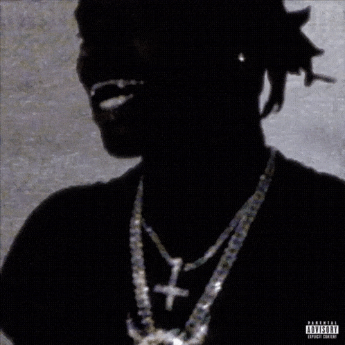 Man Silhouette Cross Necklace Parental Advisory Sticker