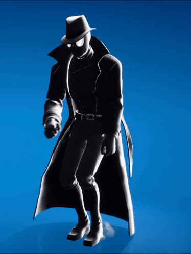 Man Silhouette Trench Coat Hat Blue Background GIF