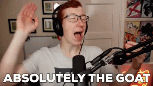 Man Singing Absolutely the Goat with Headphones