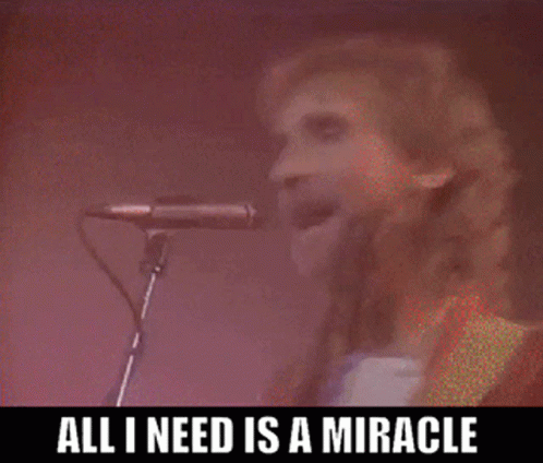 Man Singing All I Need Is a Miracle