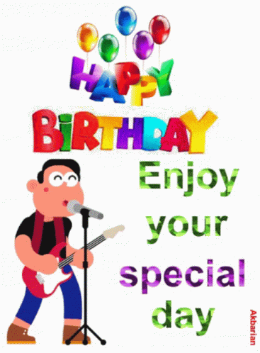 Man Singing Into Microphone Happy Birthday Enjoy Your Special Day