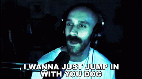Man Singing Into Microphone I Wanna Jump In With You Dog