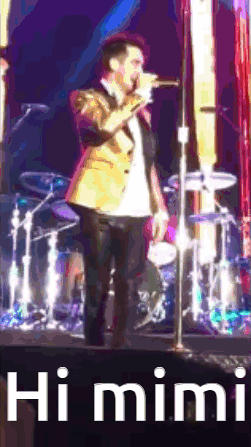 Man Singing Into Microphone Saying Hi Mimi GIF