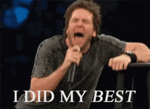 Man Singing Into Microphone Saying I Did My Best