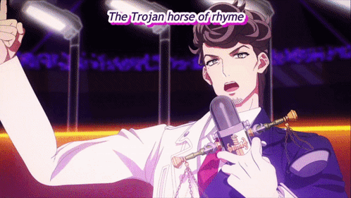 Man Singing Into Microphone Saying The Trojan Horse of Rhyme