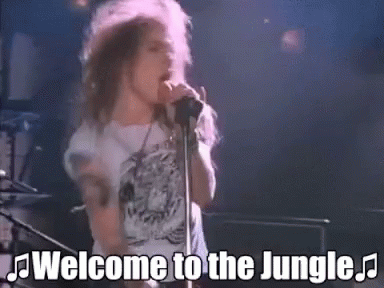 Man Singing Welcome To The Jungle Into Microphone GIF