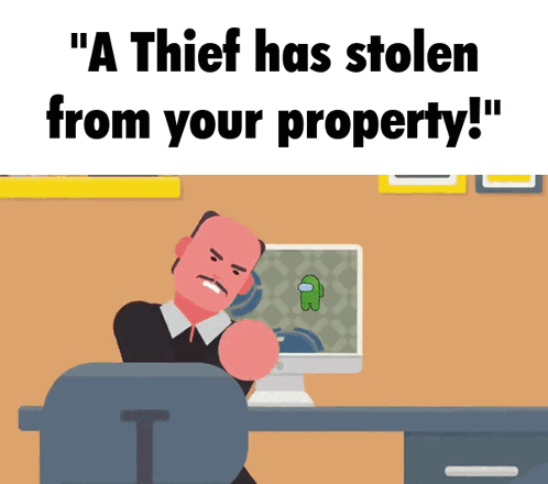 Man Sitting at Computer A Thief Has Stolen From Your Property