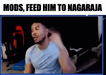 Man Sitting at Computer Saying Mods Feed Him to Nagaraja