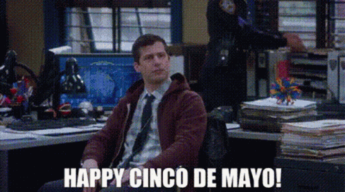 Man Sitting at Desk Happy Cinco de Mayo
