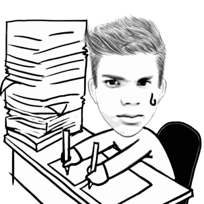 Man Sitting At Desk With Books