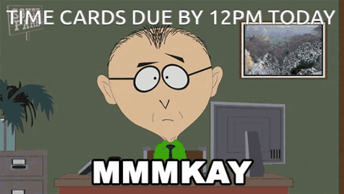 Man Sitting At Desk With Time Cards Due GIF
