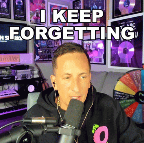 Man Sitting at Microphone Saying I Keep Forgetting