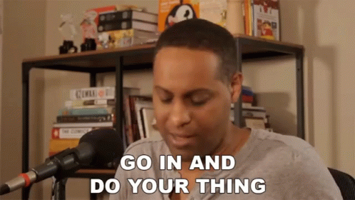 Man Sitting At Microphone Says Go In And Do Your Thing GIF