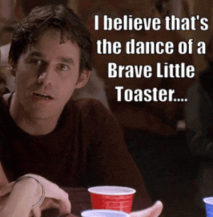 Man Sitting at Table Saying I Believe That's the Dance of a Brave Little