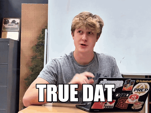 Man Sitting At Table With Laptop True Dat GIF
