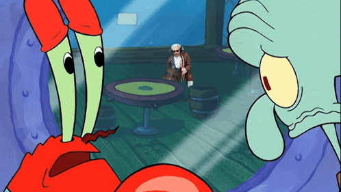 Man Sitting At Table With Squid Background GIF