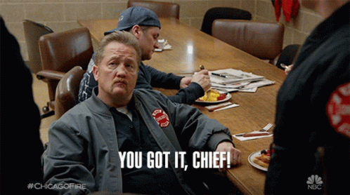 Man Sitting At Table With You Got It Chief GIF