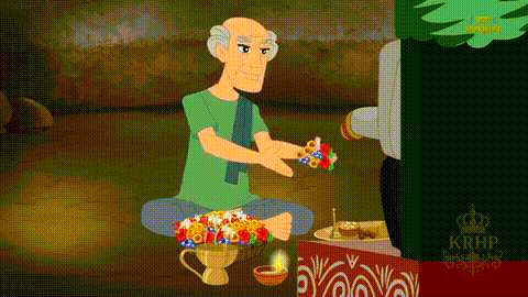Man Sitting Floor With Flowers Box Saying krhp