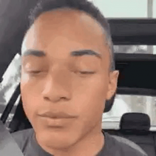 Man Sitting In Back Seat Mouth Open Eyes Closed GIF