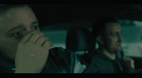 Man Sitting In Back Seat Of Car With Driver GIF