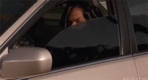 Man Sitting in Car Window