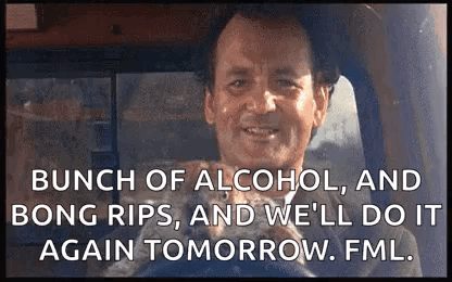 Man Sitting In Car With Alcohol And Bong Rips GIF