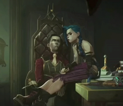 Man Sitting in Chair Next to Woman With Blue Hair