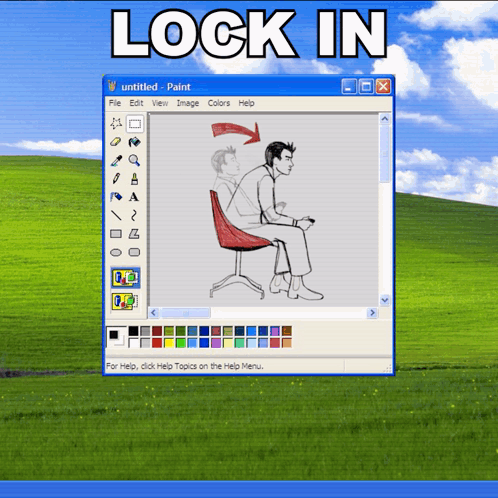 Man Sitting in Chair Saying Lock In on Computer Screen
