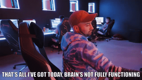 Man Sitting in Chair Saying That's All I've Got Today