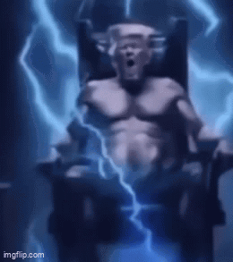 Man Sitting in Chair With Lightning Bolt Behind Him