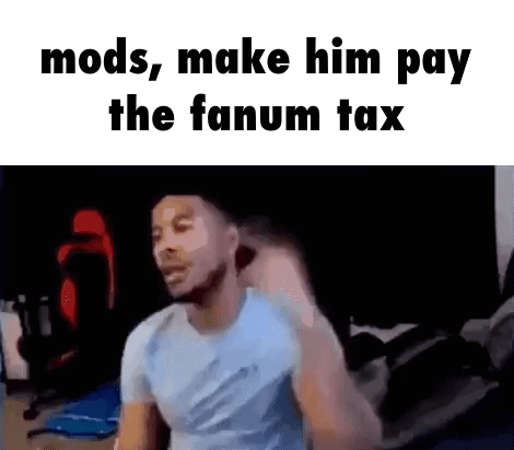 Man Sitting In Chair With Mods Make Him Pay The Fanum Tax GIF