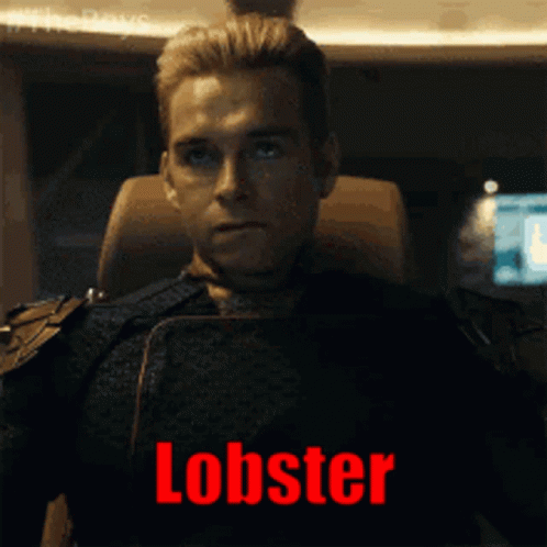 Man Sitting in Chair With Red Lobster Text
