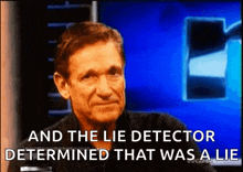 Man Sitting in Front of Blue Screen Saying Lie Detector Determined That Was a Lie