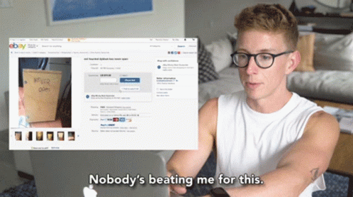 Man Sitting In Front Of EBay Page GIF