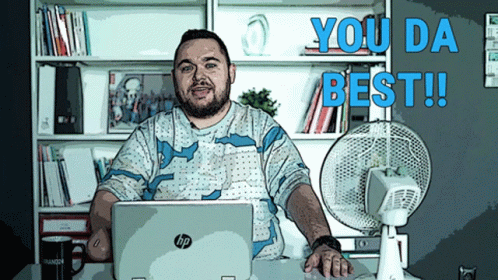 Man Sitting In Front Of HP Laptop You Da Best GIF