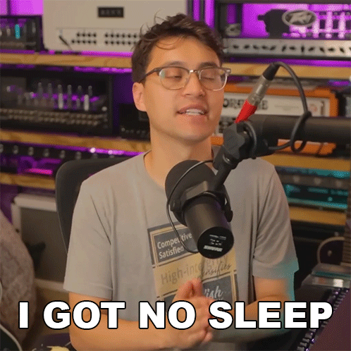 Man Sitting In Front Of Microphone No Sleep GIF