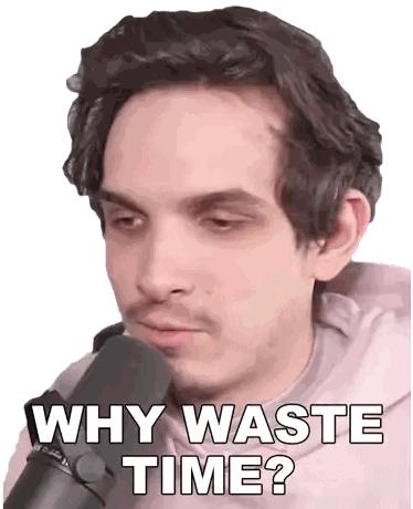 Man Sitting in Front of Microphone Saying Why Waste Time