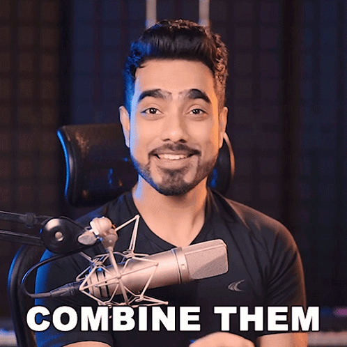 Man Sitting in Front of Microphone With Combine Them