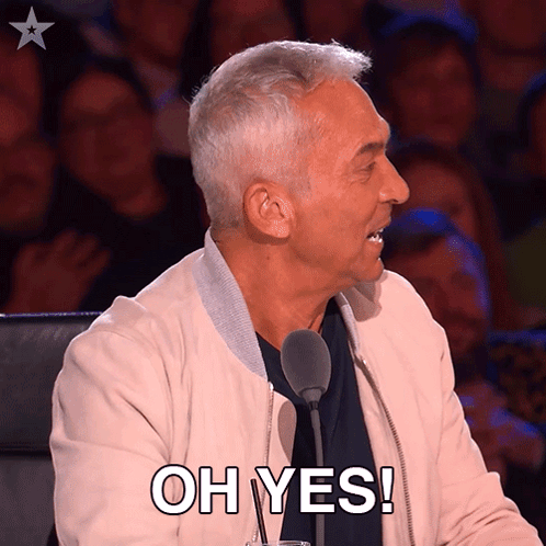 Man Sitting In Front Of Microphone With Oh Yes GIF