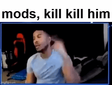 Man Sitting In Front Of Screen Saying Mods Kill GIF