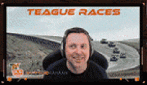 Man Sitting In Front Of Teague Races Screen GIF